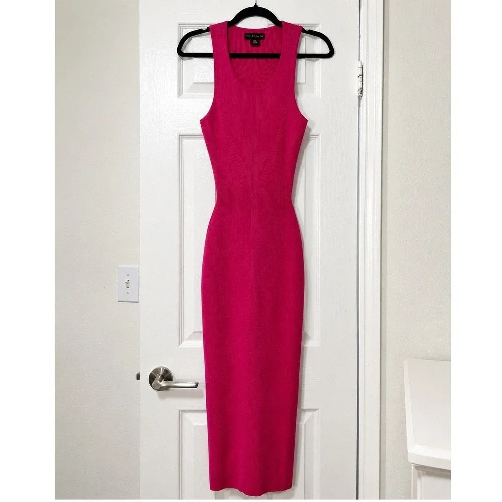 Sleeveless Cutout Back Fuchsia Midi Dress